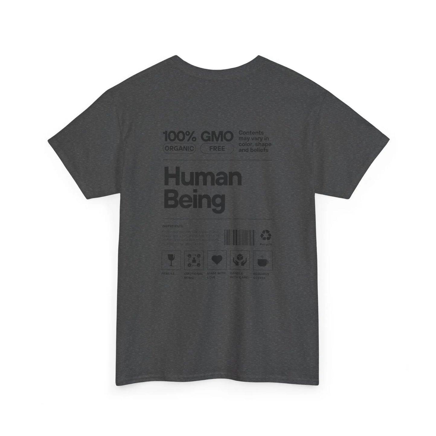 Graues T-Shirt Rückseite – Rückseite des T-Shirts mit dem gleichen Design in dunklem Ton.