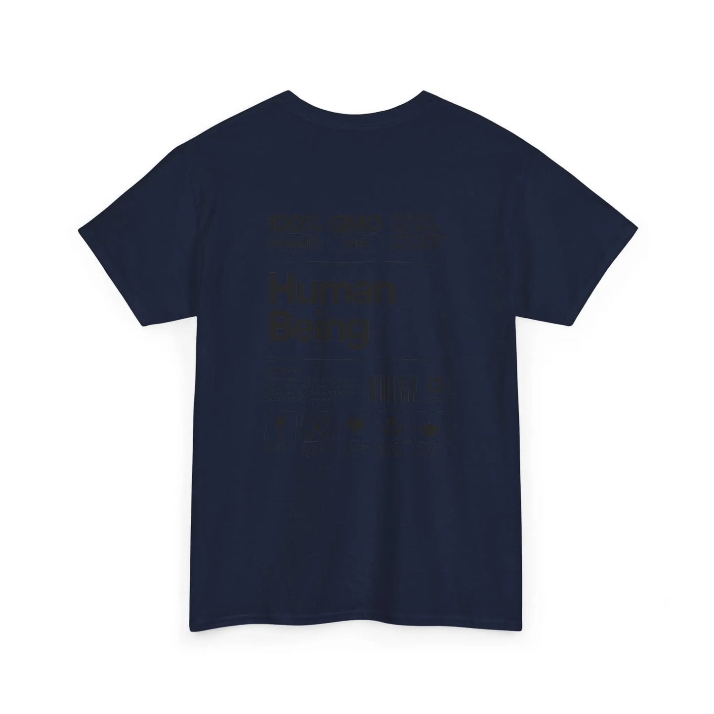 Dunkelblaues T-Shirt Rückseite – Rückseite des T-Shirts mit dem gleichen Design in dunklem Ton.