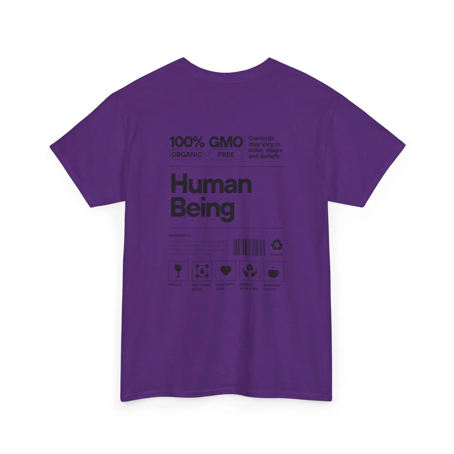 Lila T-Shirt Rückseite – Rückseite des T-Shirts mit dem gleichen Design in dunklem Ton.