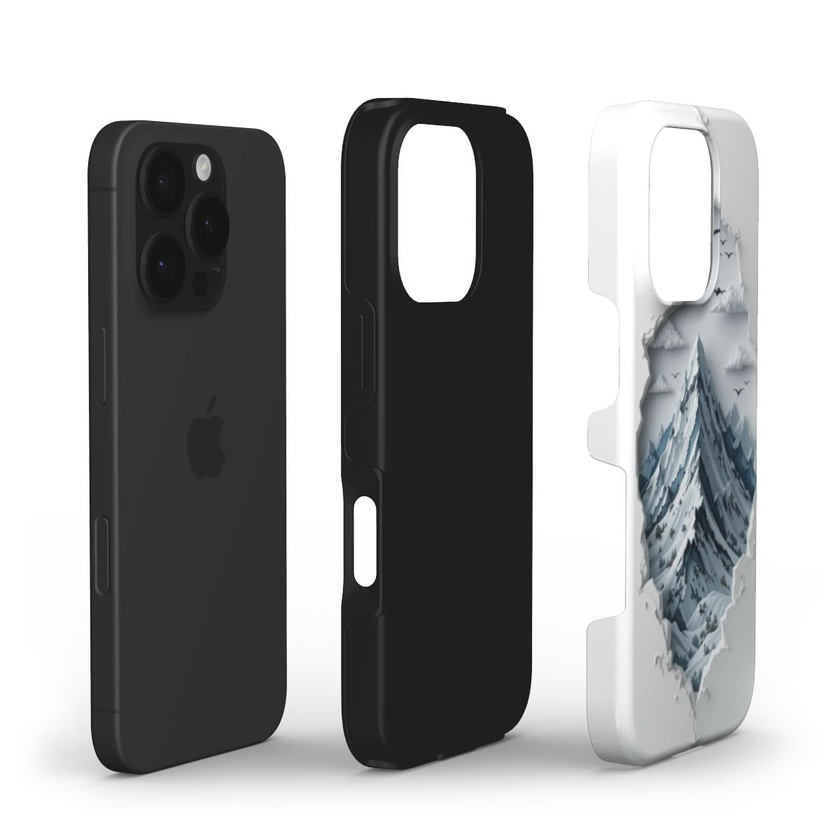 3D Berglandschaft Handyhülle – Weißes Tough Case mit Tiefeneffekt - ElmunoTech Accessories