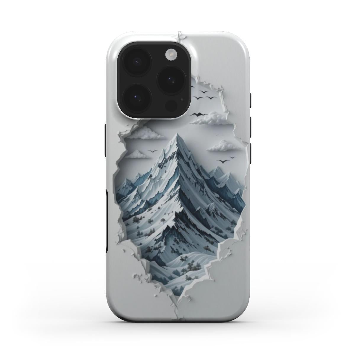 3D Berglandschaft Handyhülle – Weißes Tough Case mit Tiefeneffekt - ElmunoTech Accessories