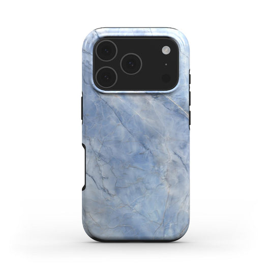 Blue Crystal MagSafe Handyhülle – Rückseite im Blue Crystal Marmordesign – iPhone Rückansicht