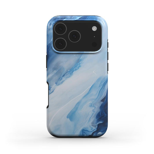 Blaue Welle MagSafe Handyhülle – Rückseite im Blaue Welle Marmordesign – iPhone Rückansicht