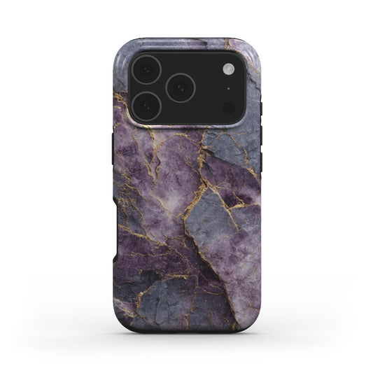 Violet Veins MagSafe Handyhülle – Rückseite im Violet Veins Marmordesign – iPhone Rückansicht