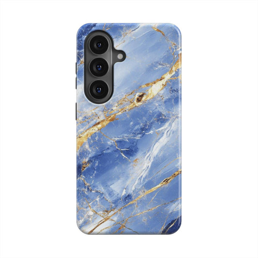 Blau & Gold magnetische Handyhülle – Rückseite im Blau & Gold Marmordesign – Samsung Rückansicht
