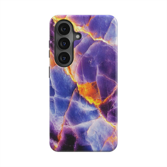 Blau & Violett mit Goldadern magnetische Handyhülle – Rückseite im Blau & Violett mit Goldadern Marmordesign – Samsung Rückansicht