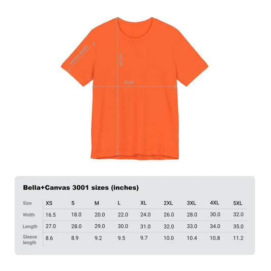 Größentabelle für Bella+Canvas 3001 Unisex Jersey T-Shirt