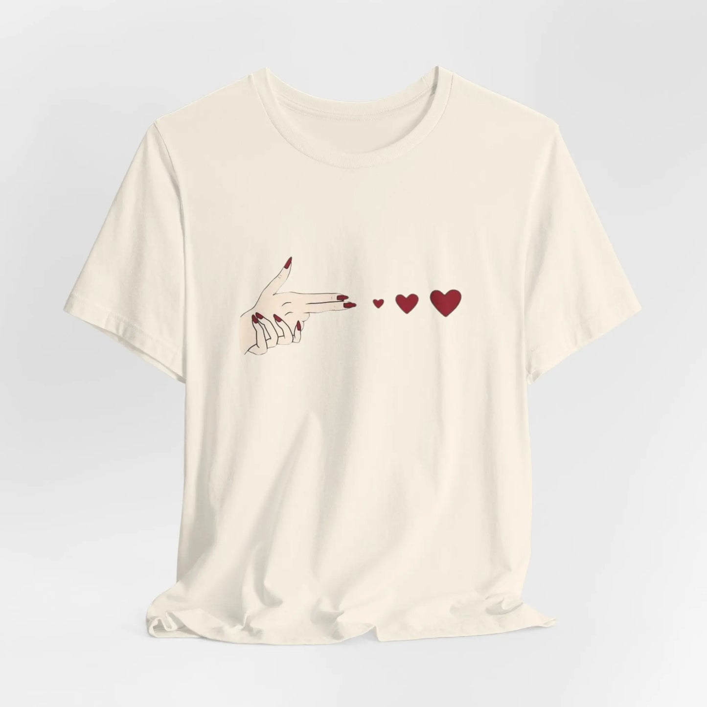 Love Shot T-Shirt | Verspieltes Herz - Motiv im Unisex Design – Hand mit Herz - Emoji - ElmunoT-Shirt