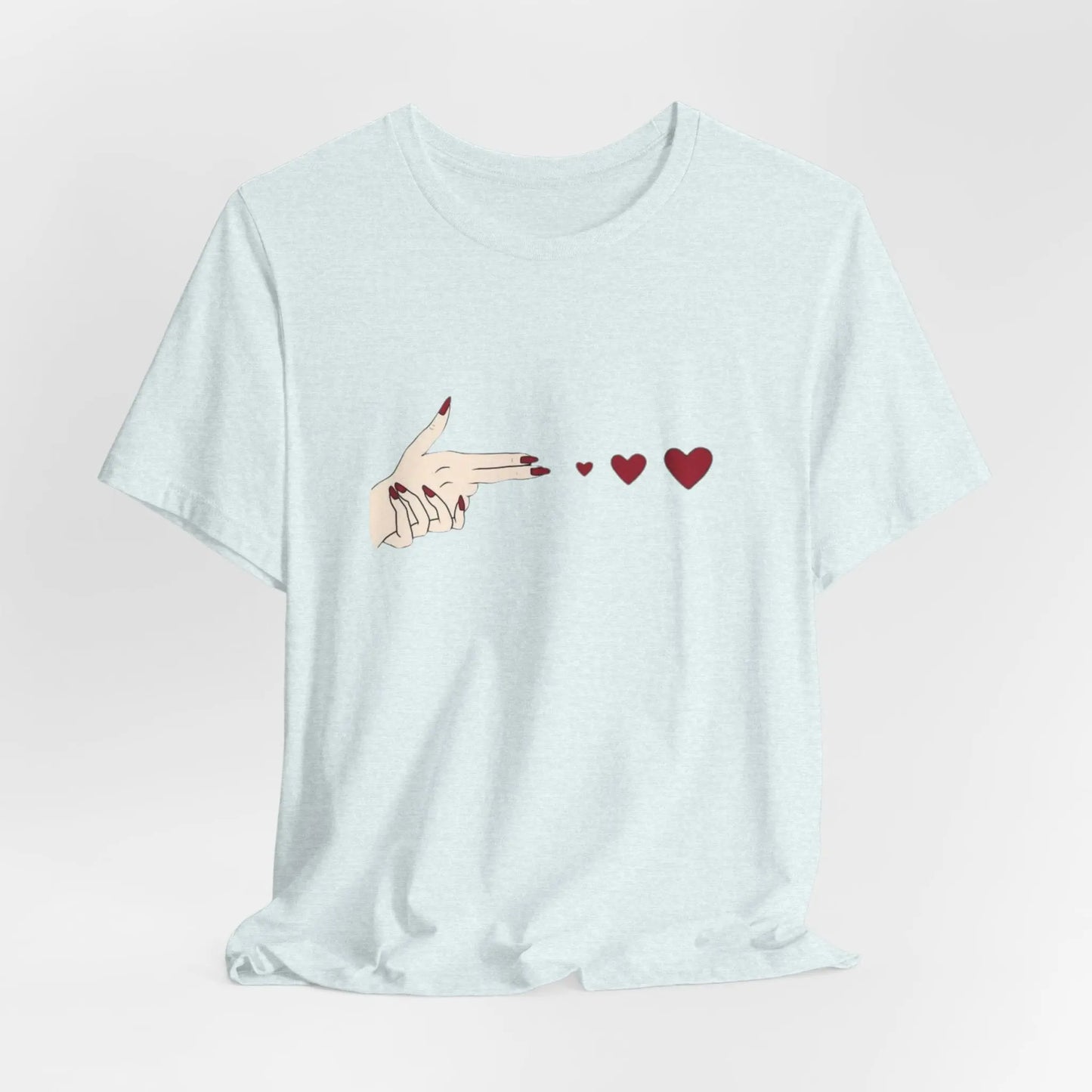 Love Shot T-Shirt | Verspieltes Herz - Motiv im Unisex Design – Hand mit Herz - Emoji - ElmunoT-Shirt
