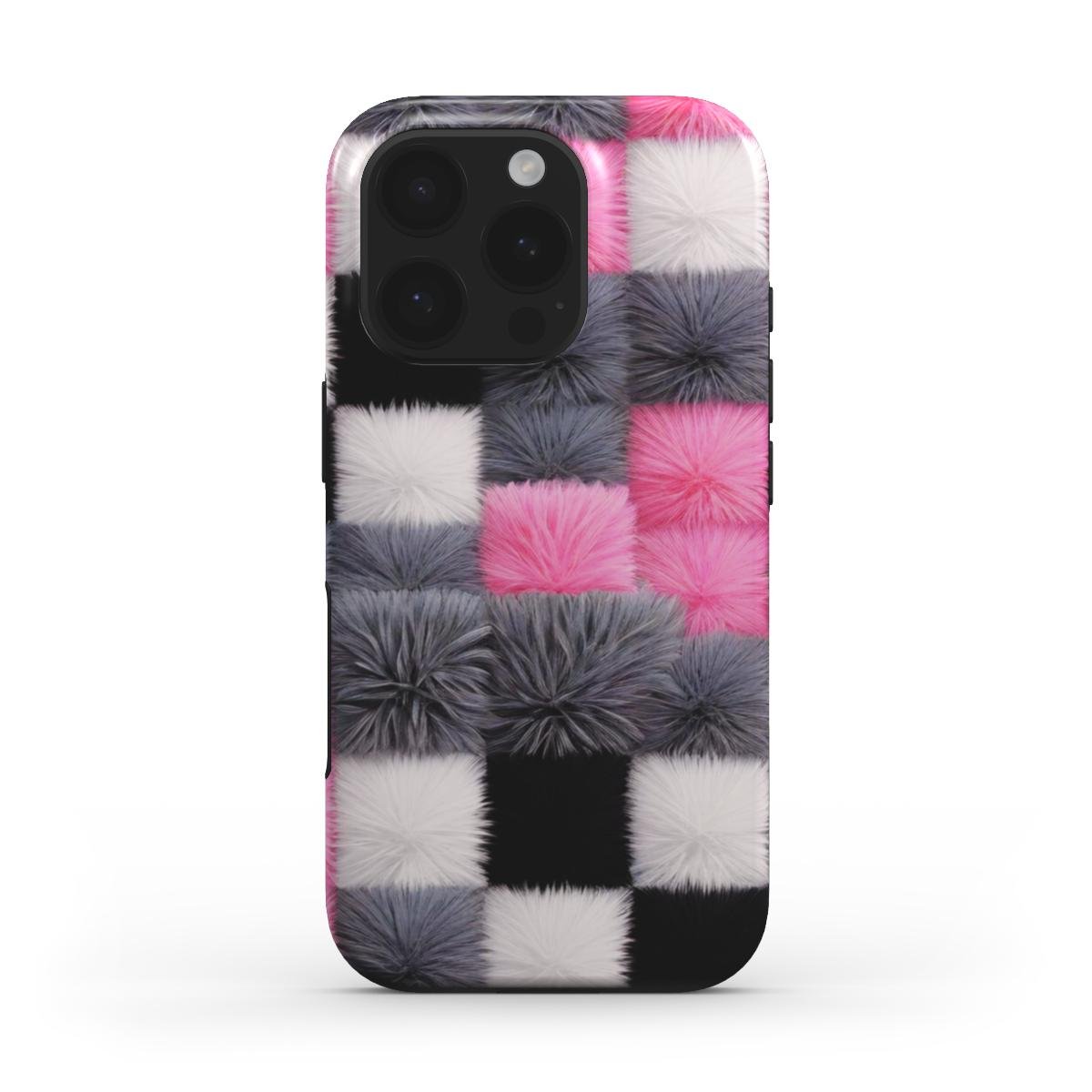 MagSafe Handyhülle – Flauschiges Karo Pink & Grau | Soft Look - ElmunoTech Accessories