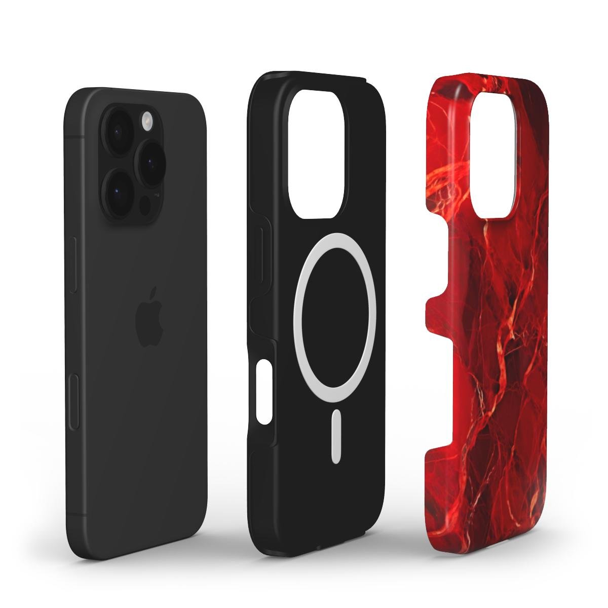 MagSafe Handyhülle – Rotes Marmor Design - ElmunoTech Accessories