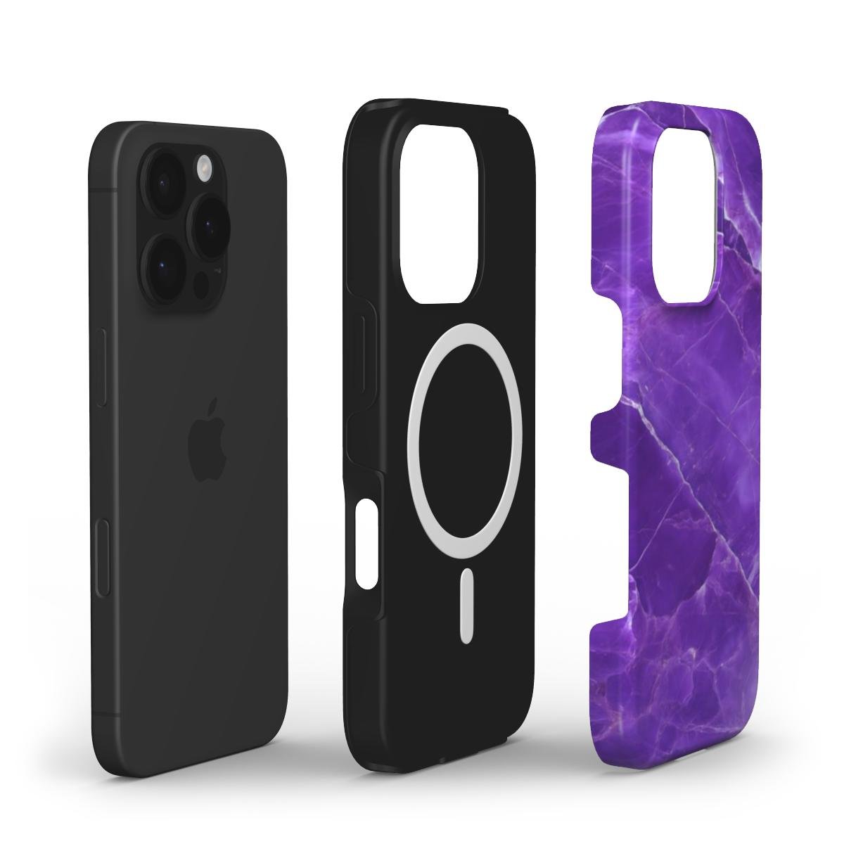 MagSafe Handyhülle – Violett - Marmor Design (Stoßfest) - ElmunoTech Accessories