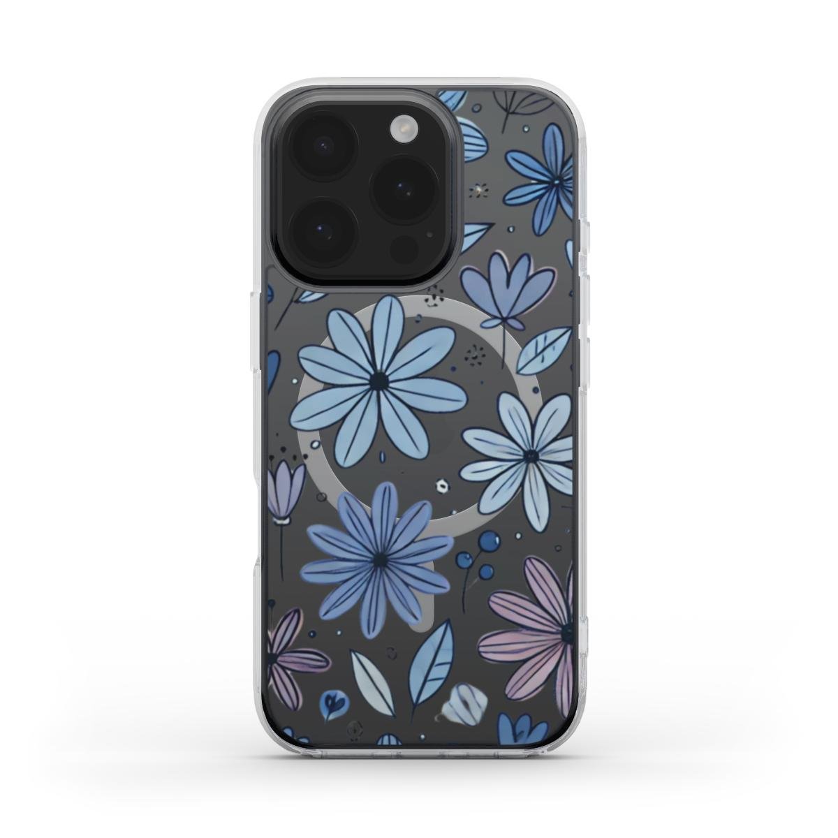 MagSafe Transparente Handyhülle – Blaues Blumenmuster - ElmunoTech Accessories