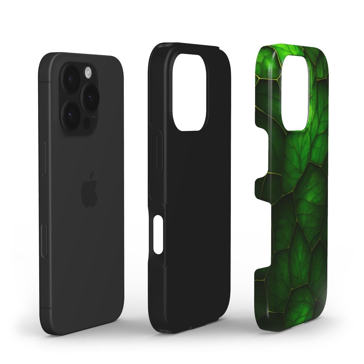 Stoßfeste Handyhülle – Grünes Blattdesign mit natürlicher Struktur - ElmunoTech Accessories