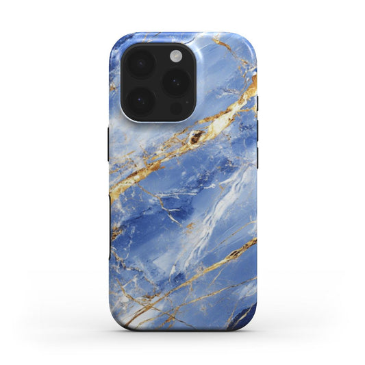 Stoßfeste Marmor Handyhülle – Blau & Gold - ElmunoTech Accessories