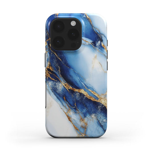 Stoßfeste Marmor Handyhülle – Blau & Gold - ElmunoTech Accessories