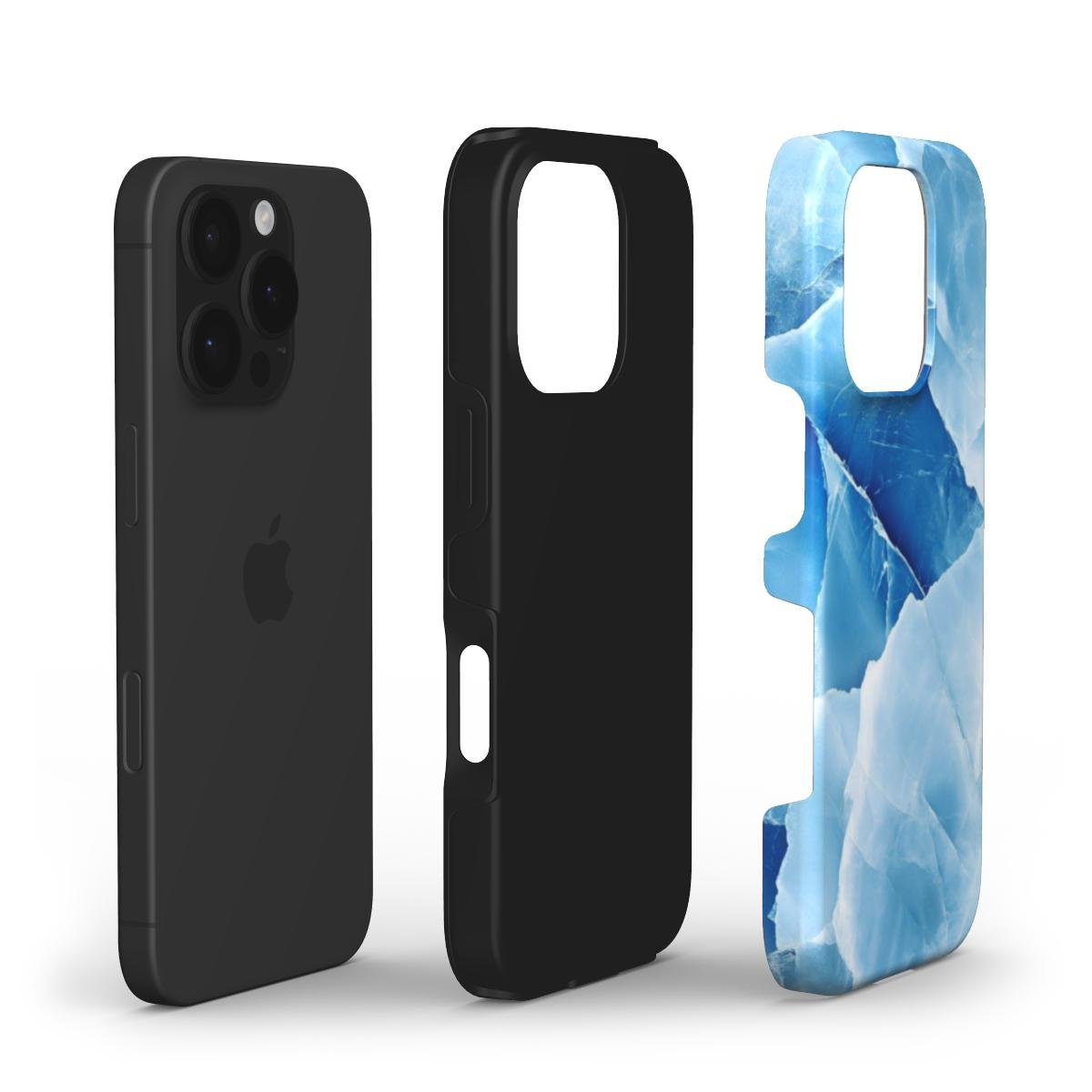 Stoßfeste Marmor Handyhülle – Eisblau & Weiß mit Kristallstruktur - ElmunoTech Accessories