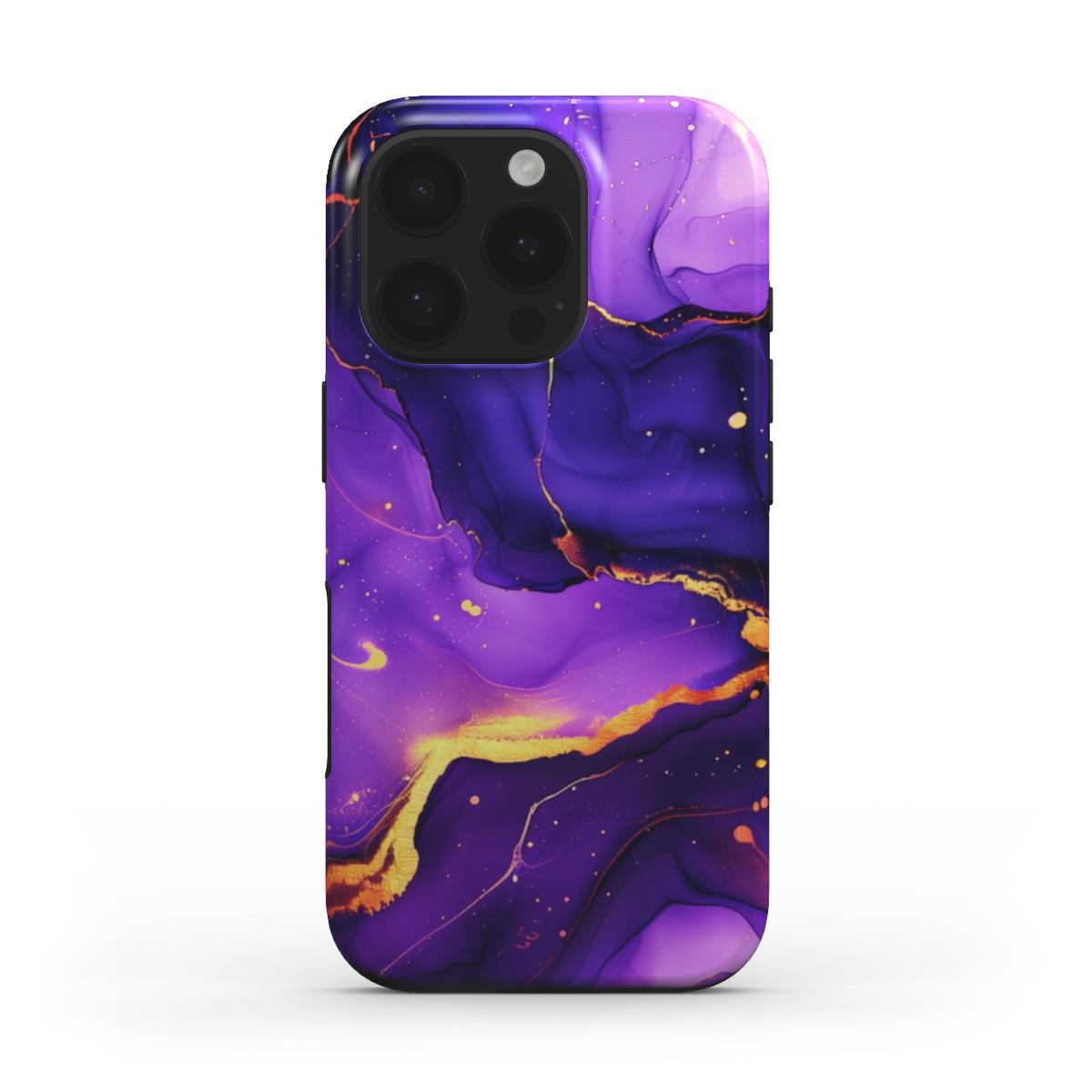 Stoßfeste Marmor Handyhülle – Lila & Gold - ElmunoTech Accessories