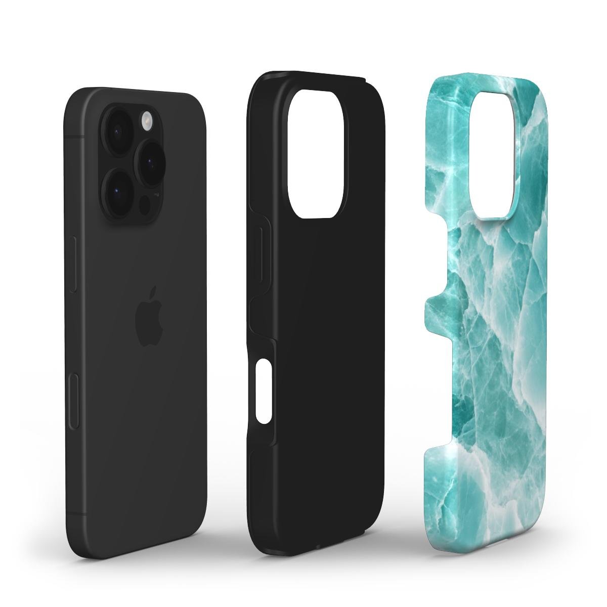 Stoßfeste Marmor Handyhülle – Türkis & Weiß in Kristalloptik - ElmunoTech Accessories