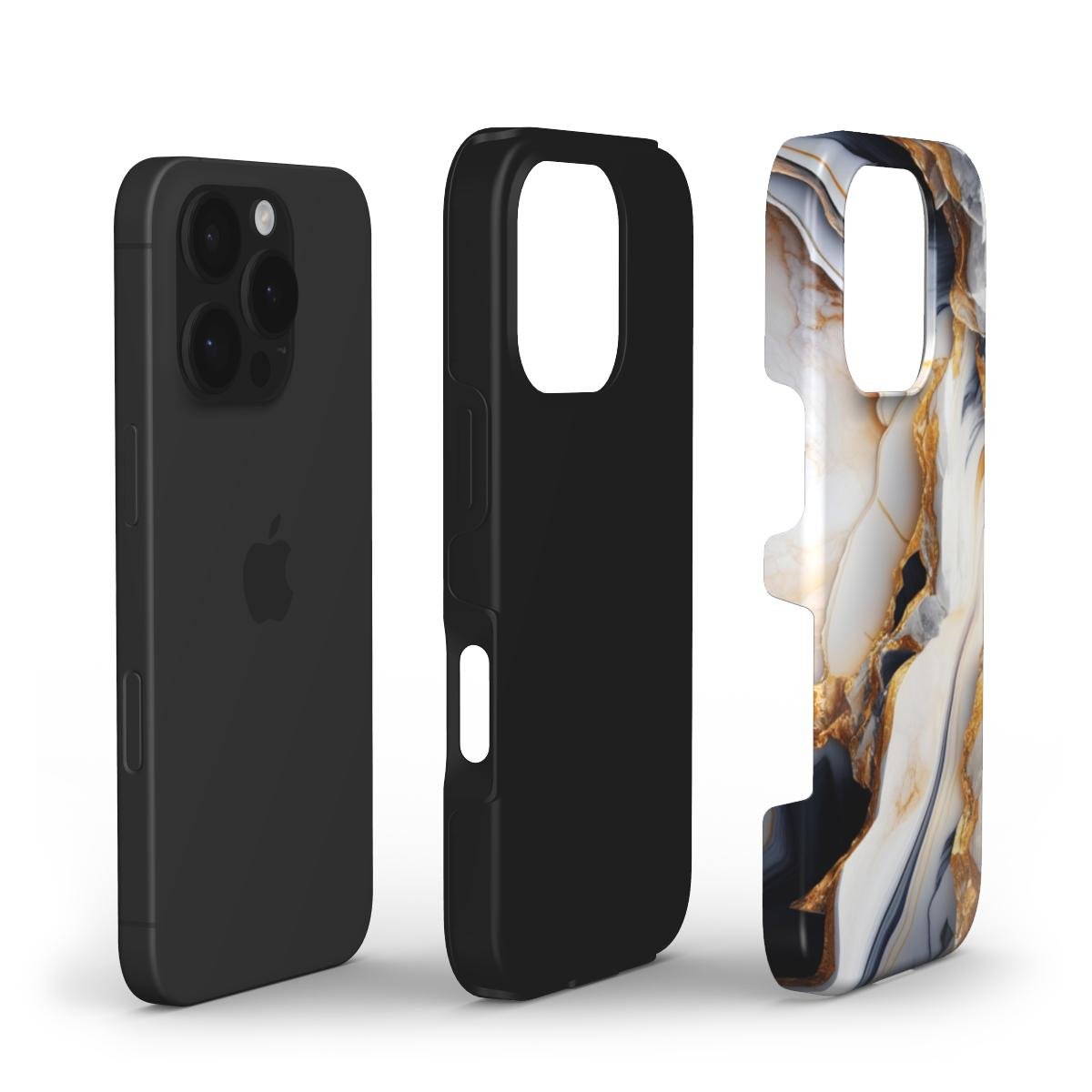Stoßfeste Marmor Handyhülle – Weiß & Gold - ElmunoTech Accessories