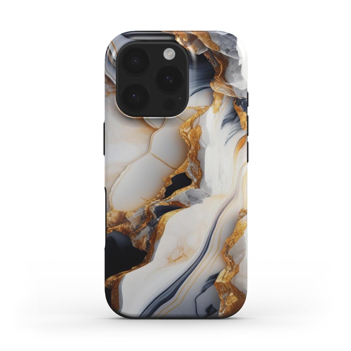 Stoßfeste Marmor Handyhülle – Weiß & Gold - ElmunoTech Accessories