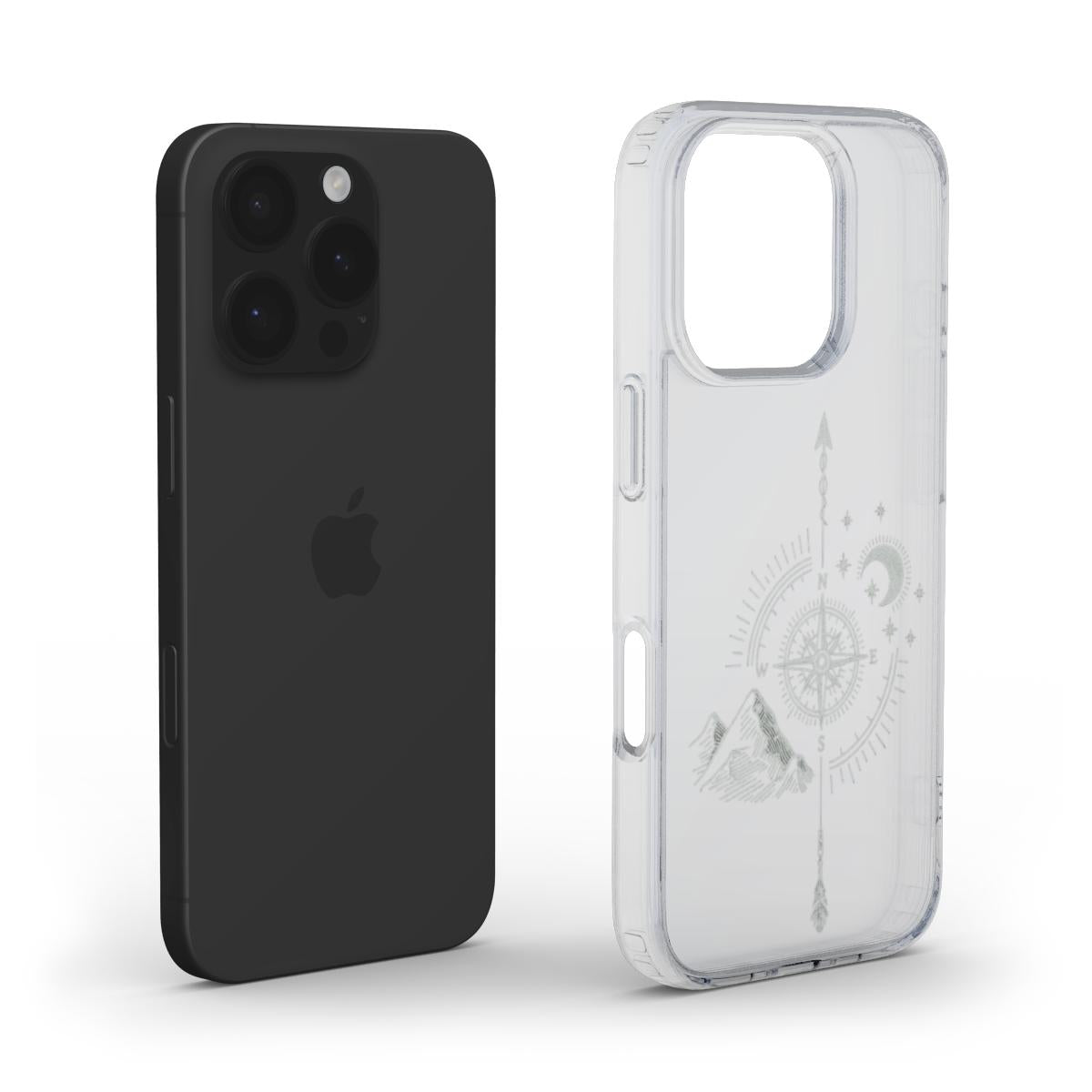 Transparente Handyhülle – Kompass & Berg Design - ElmunoTech Accessories