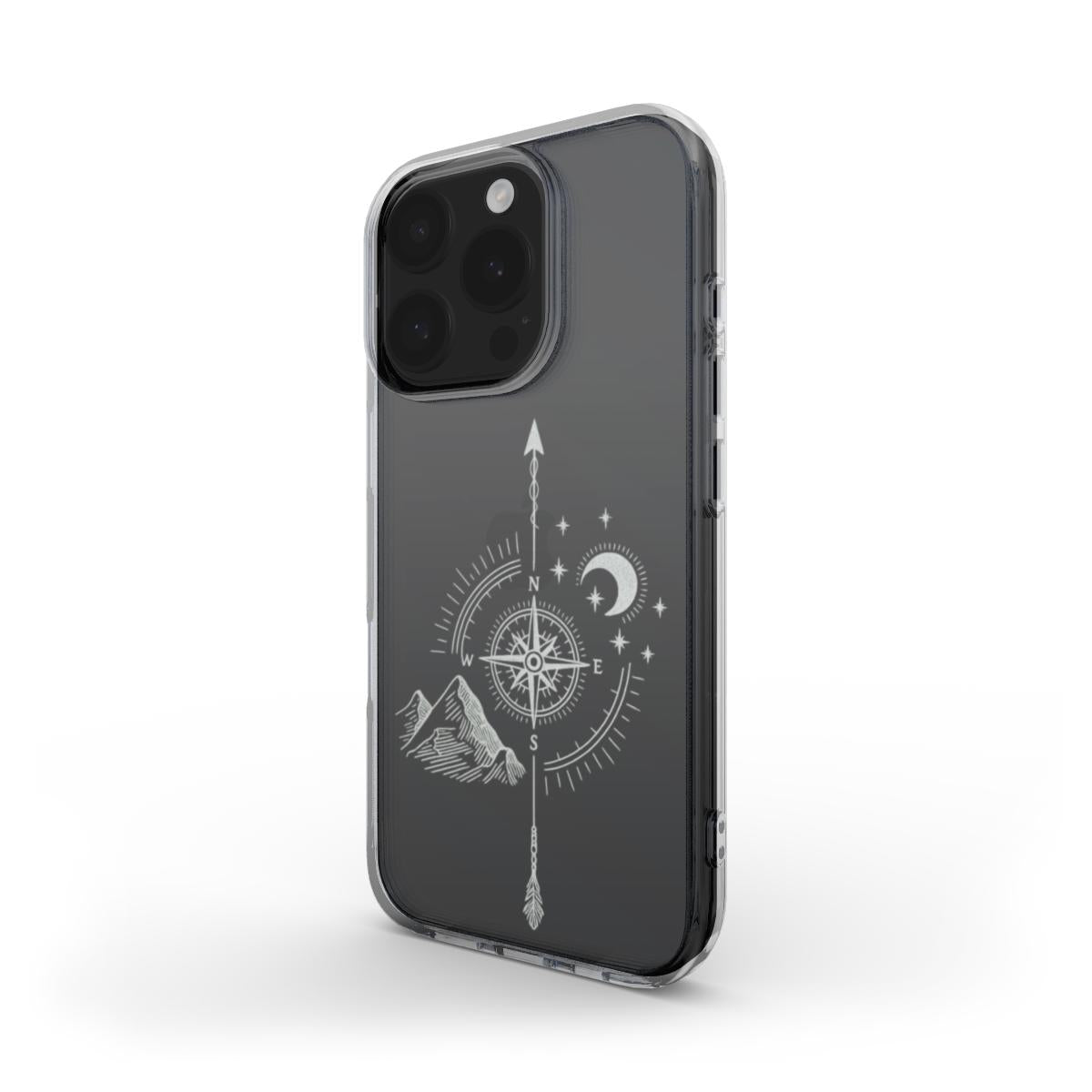 Transparente Handyhülle – Kompass & Berg Design - ElmunoTech Accessories