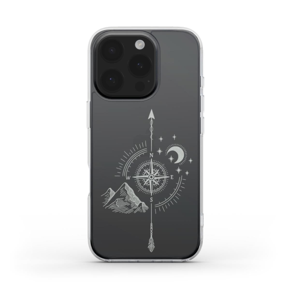 Transparente Handyhülle – Kompass & Berg Design - ElmunoTech Accessories