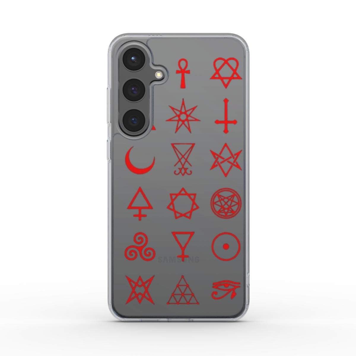 Transparente TPU Handyhülle mit roten Symbolen – iPhone & Samsung - ElmunoTech Accessories