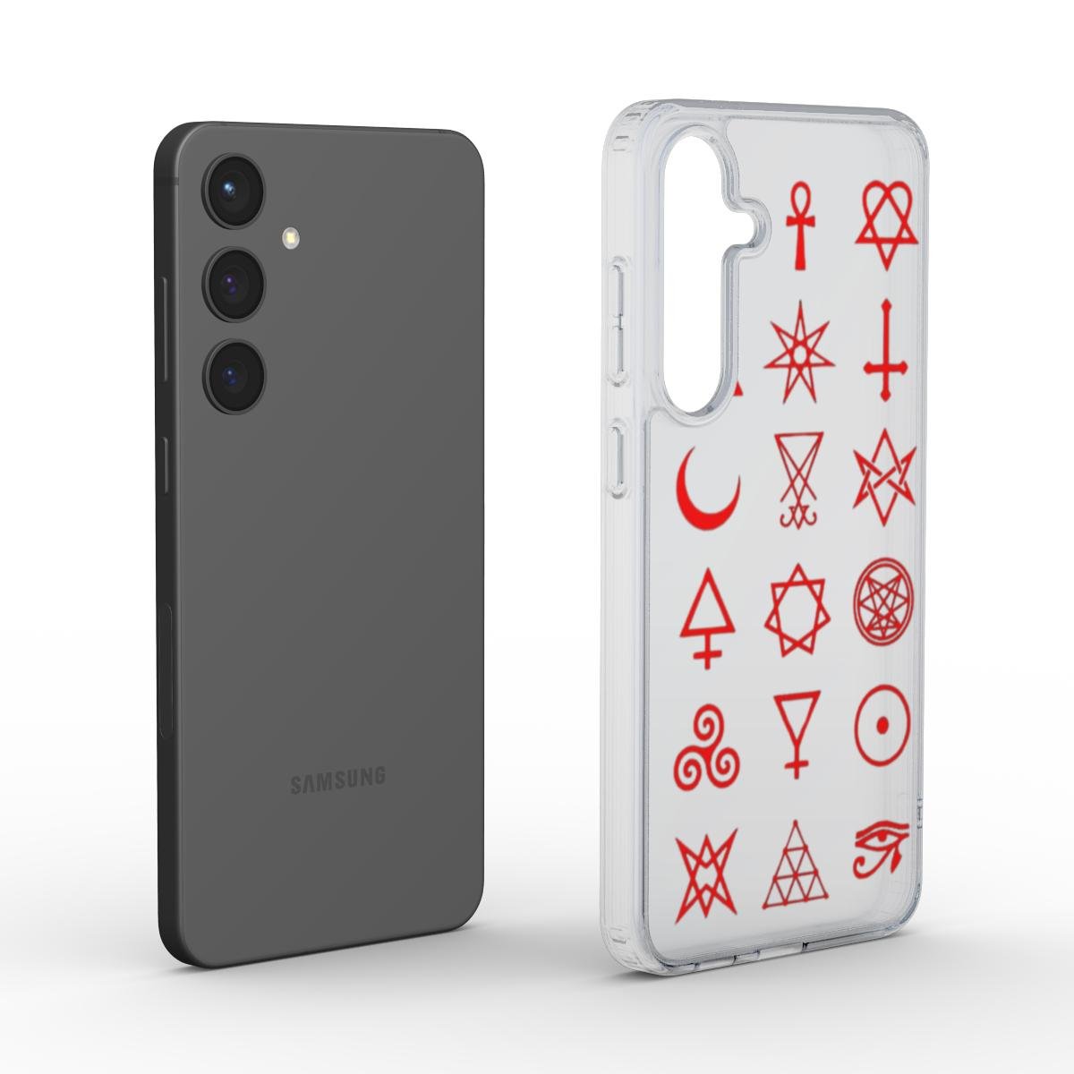 Transparente TPU Handyhülle mit roten Symbolen – iPhone & Samsung - ElmunoTech Accessories