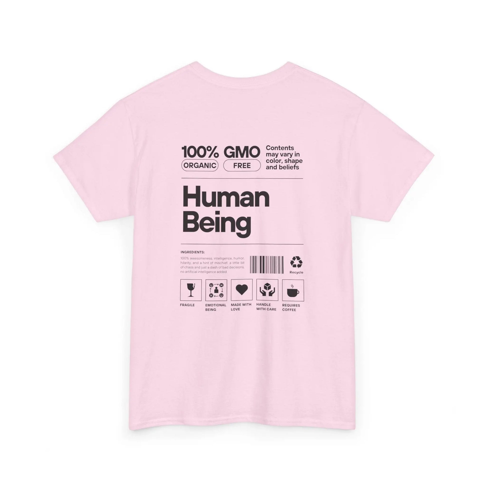 Rosa T-Shirt Rückseite – Rückseite des T-Shirts mit dem gleichen Design in Schwarz.