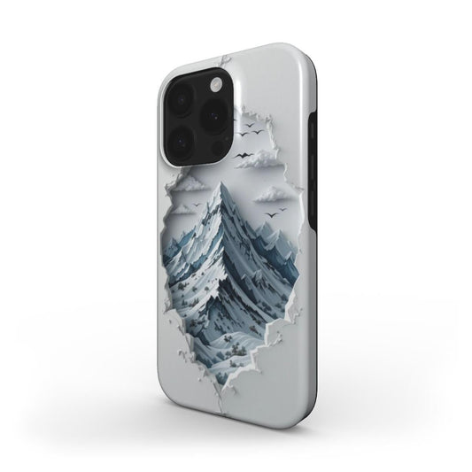 3D Berglandschaft Handyhülle – Weißes Tough Case mit Tiefeneffekt - ElmunoTech Accessories