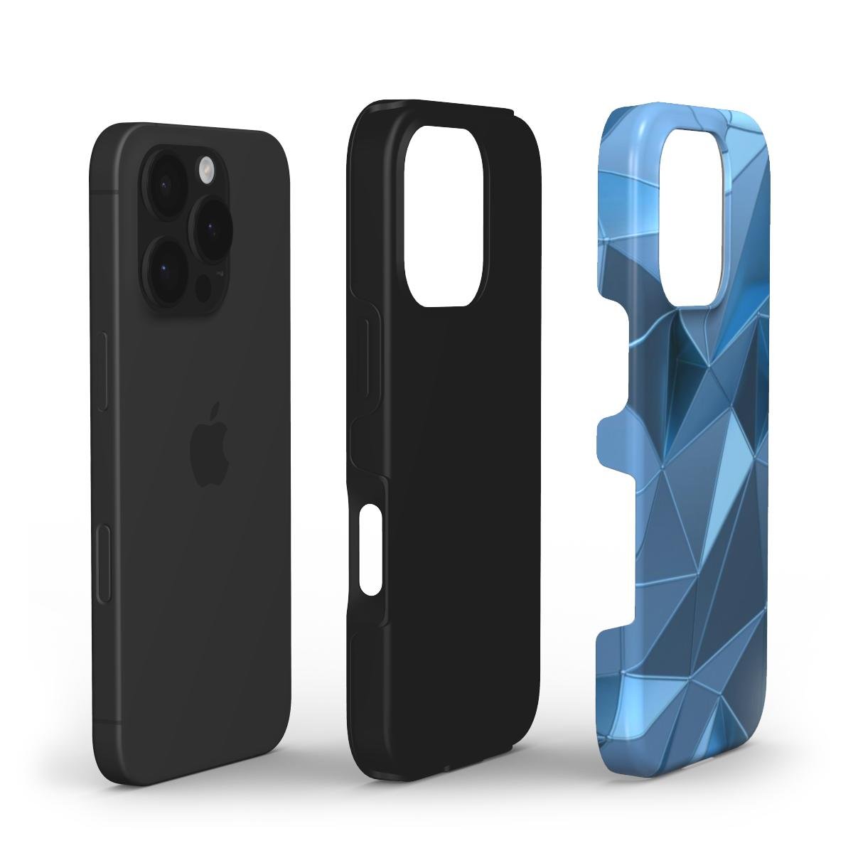 3D Geometrische Handyhülle – Blaues Polygon - Design | Tough Case - ElmunoTech Accessories