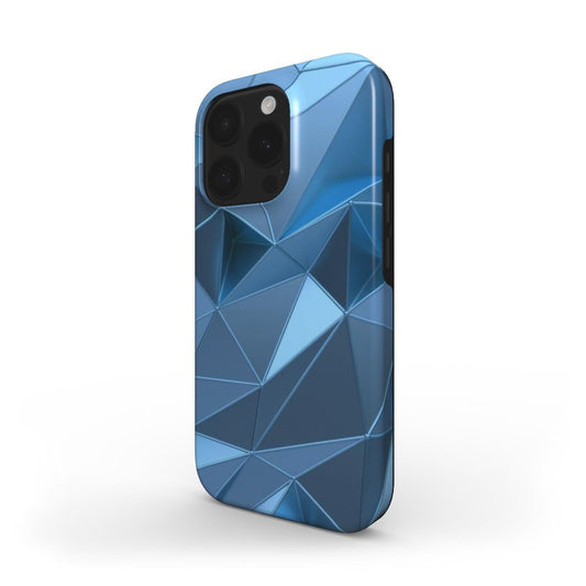 3D Geometrische Handyhülle – Blaues Polygon - Design | Tough Case - ElmunoTech Accessories