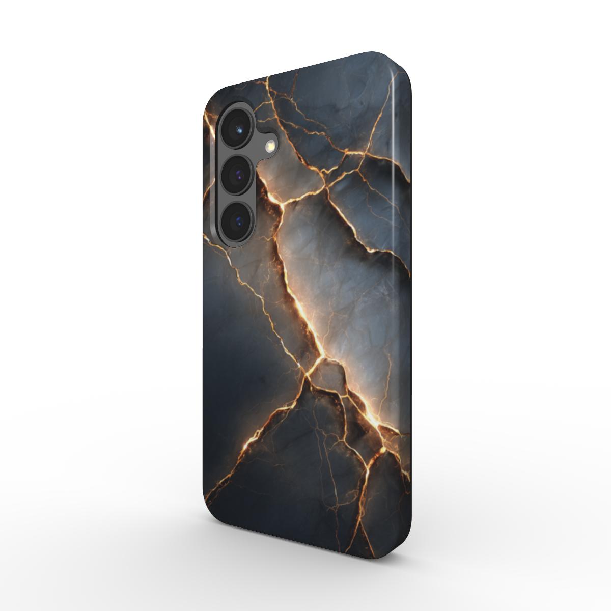 Stoßfeste Marmor-Design Handyhülle – „Obsidian Blaze“