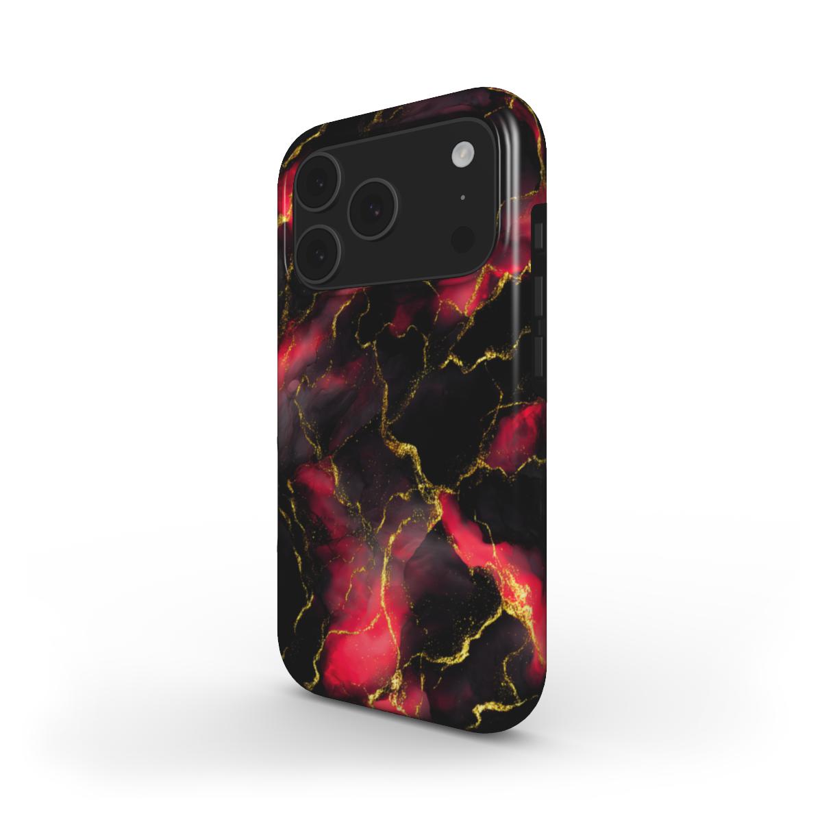 Stoßfeste Marmor-Design Handyhülle – „Crimson Lava“