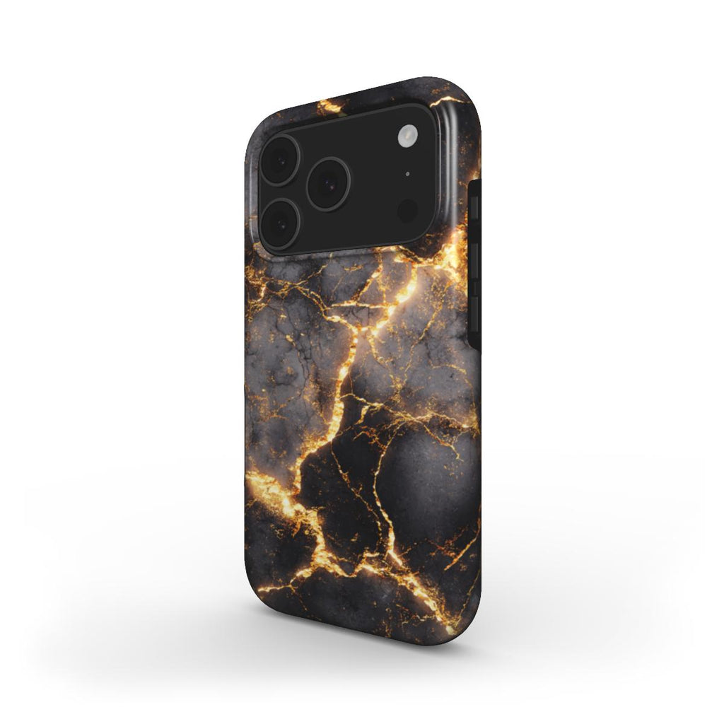 Stoßfeste Marmor-Design Handyhülle – „Golden Eruption“