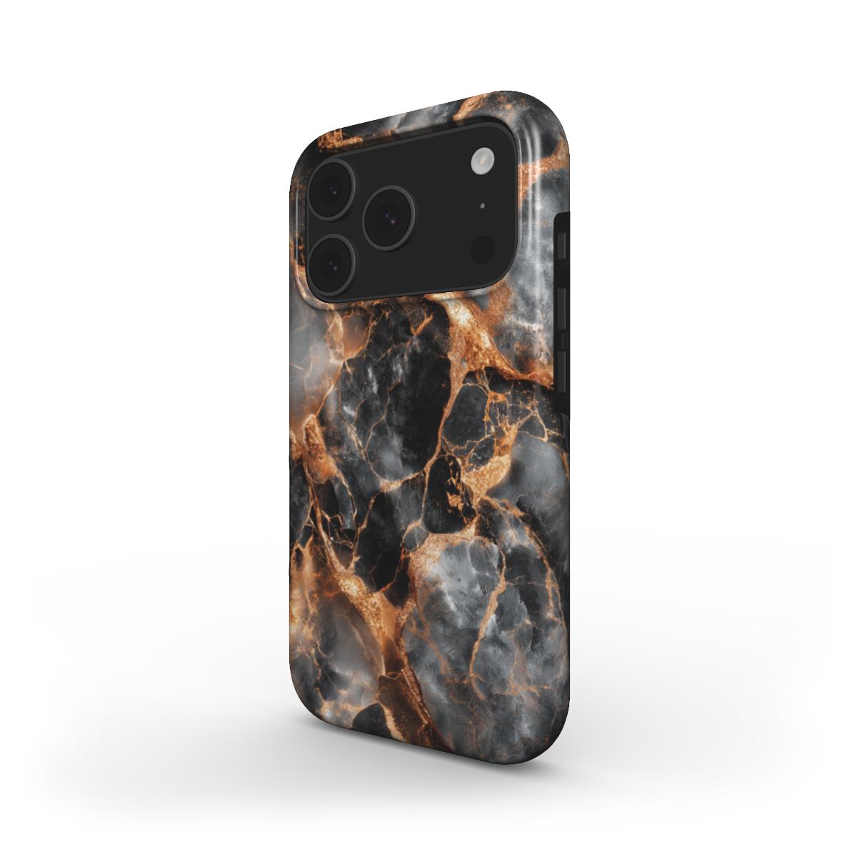 Stoßfeste Marmor-Design Handyhülle – „Obsidian Flame“