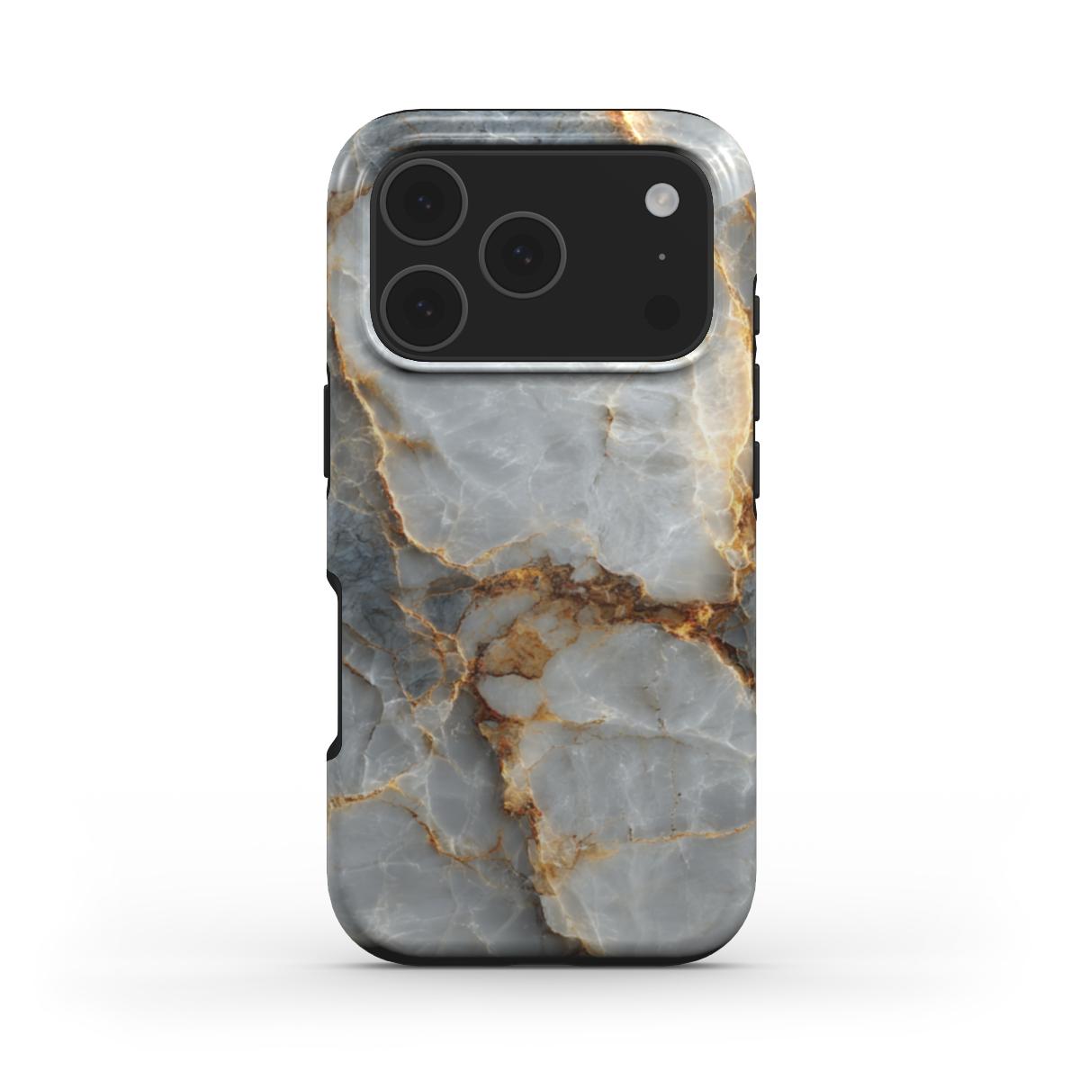 Silver Ember stoßfeste Handyhülle – Premium Marmor-Design in Silber und Gold