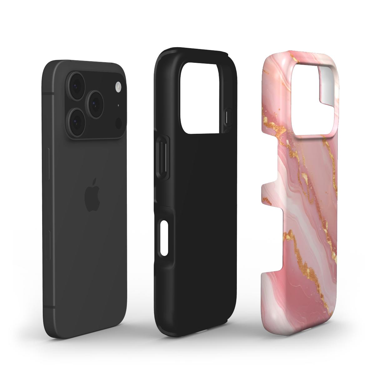 Golden Blush stoßfeste Handyhülle – Dual-Layer Aufbau aus TPU und PC