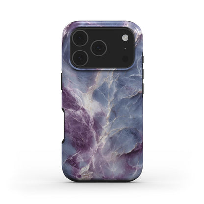 Violet Storm Handyhülle – Rückseite mit violett blauer Marmoroptik