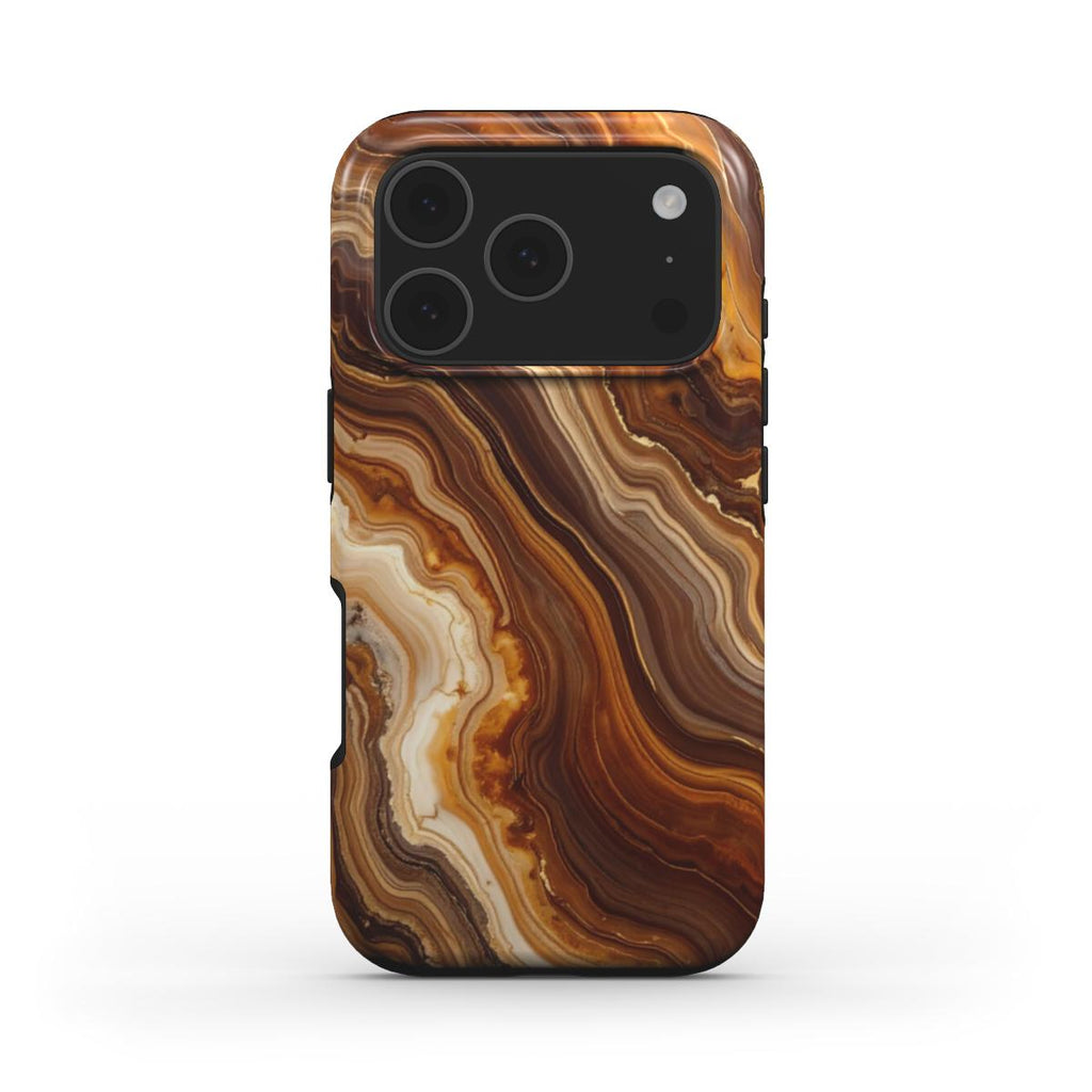 Amber Flow Handyhülle – Rückseite im braun beigen Marmor Design