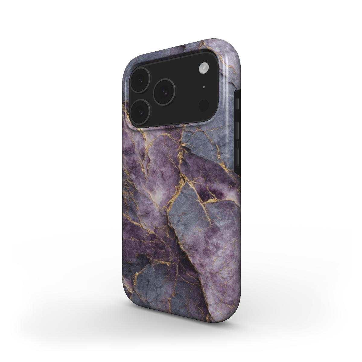 Violet Veins MagSafe Handyhülle – violettes Marmormuster mit zarten Lila-Adern – iPhone Seitenansicht