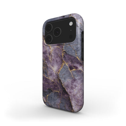 Violet Veins MagSafe Handyhülle – violettes Marmormuster mit zarten Lila-Adern – iPhone Seitenansicht