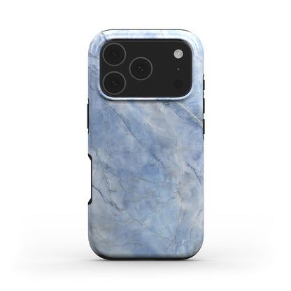Blue Crystal MagSafe Handyhülle – Rückseite im Blue Crystal Marmordesign – iPhone Rückansicht