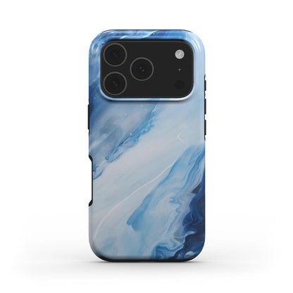 Blaue Welle MagSafe Handyhülle – Rückseite im Blaue Welle Marmordesign – iPhone Rückansicht