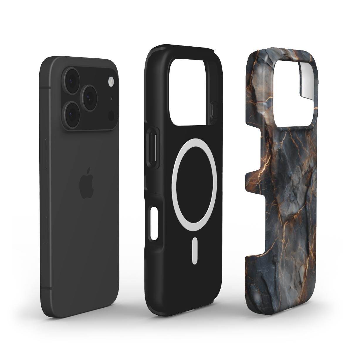 Obsidian Veins MagSafe Handyhülle – Aufbau mit MagSafe-Magnetring und Design-Außenschale