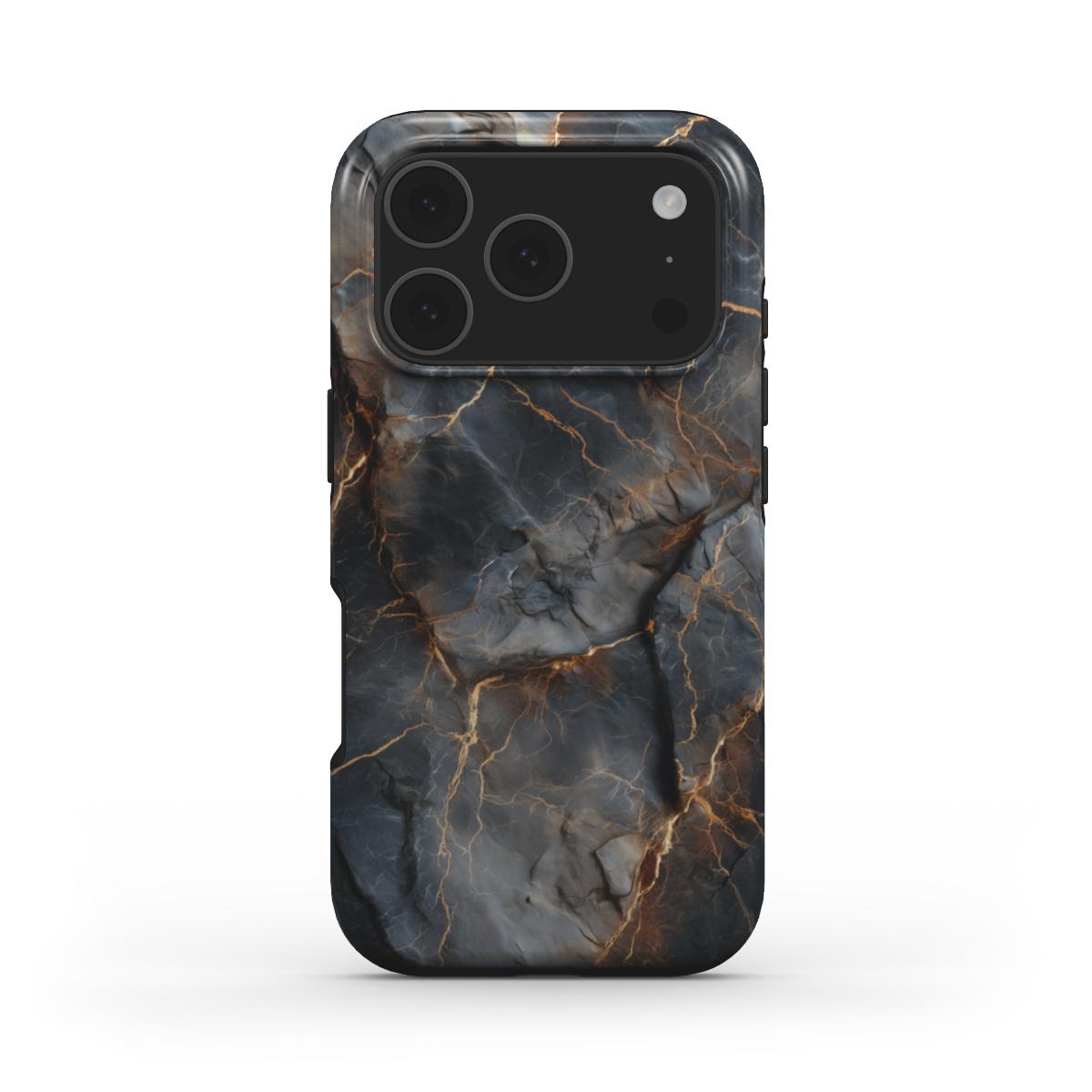 Obsidian Veins MagSafe Handyhülle – Rückseite im Obsidian Veins Marmordesign – iPhone Rückansicht