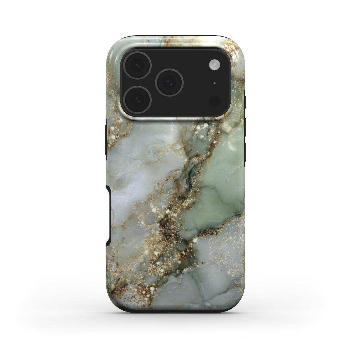 Golden Sage MagSafe Handyhülle – Rückseite im Golden Sage Marmordesign – iPhone Rückansicht