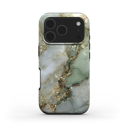 Golden Sage MagSafe Handyhülle – Rückseite im Golden Sage Marmordesign – iPhone Rückansicht